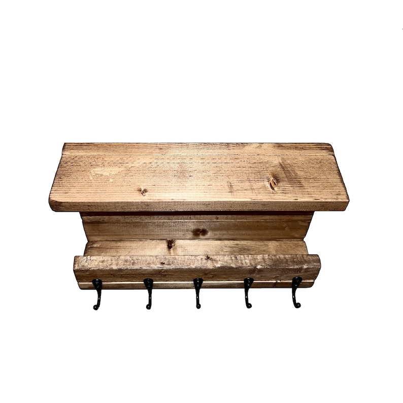 Wooden Wall Organizer With Key Holders and Mail Shelf Great Etsy