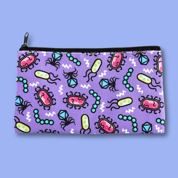 Cute Microbial Zip-Up Canvas Pouch for the Geeky Chic! Perfect Biology Teacher Gift & Lab Tech Essential. Nurse-approved Accessories Holder