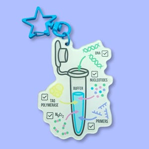 PCR Checklist Keychain: Glitter Epoxy, Biology Gift
