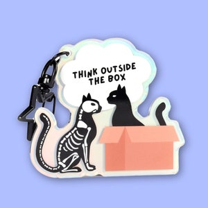 Schrödingers Katzen holografischer Schlüsselanhänger. Quantenmechaniker Witze. Tot oder lebendig. Perfektes Geschenk für Physiklehrer, Wissenschaftler, Wissenschaftsliebhaber
