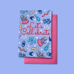 Carte d'anniversaire ou de remise des diplômes en microbiologie. Jeu de mots sur la biologie. Cadeau parfait pour un enseignant, un étudiant ou un scientifique. Cadeau scientifique