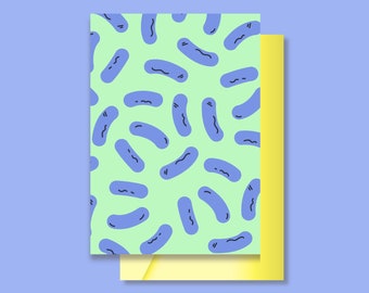 CUTE BACTERIA CARD: A6 microbiology themed notecard. Blank inside. For nurses, doctors, teachers. Teacher appreciation gift. Back to school