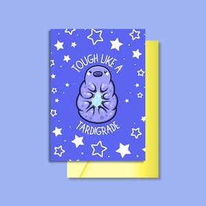 Bärtierchen A6 Karte. Mikrobiologie Karte. 'Tough as a Tardigrade' cooles Geschenk für Biologen, Lehrer oder Studenten. Motivierende Spruchkarte.