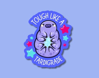 Cute water bear sticker. Tardigrade microbiology vinyl decal. Nerdy stickers for scientists, teachers and lab technicians. Science presents.