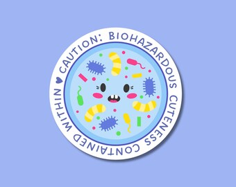 Microbiology sticker, petri dish, biology teacher gift, pastel lab vibes, bacterium sticker holographic vinyl