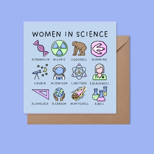 Women in Science 15x15cm Karte - Feministische STEM, Wissenschaftlerin, Mädchenpower Geschenk - Biologie, Chemielehrer - Nerdy Quadratische Karte
