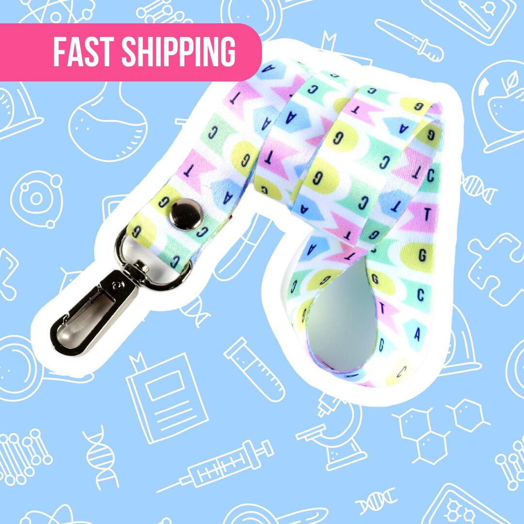 Nerdy DNA Lanyard Double Helix Keychain for Science Geeks, Biology Teachers, and