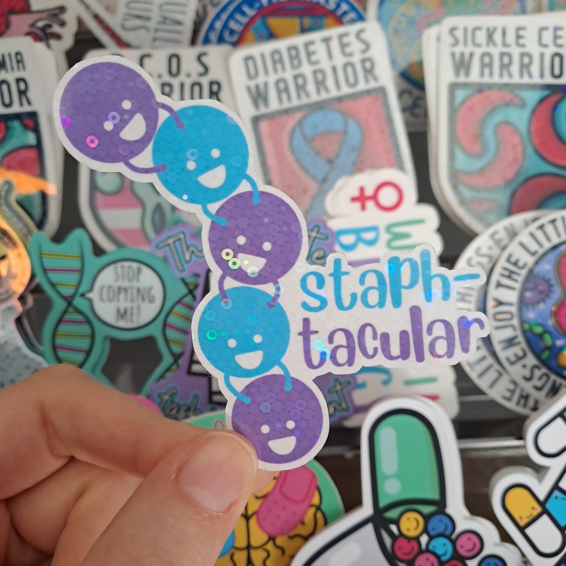 Cute Bacteria Sticker: Biology Pun Sticker. Blue & Purple. Gifts for ...