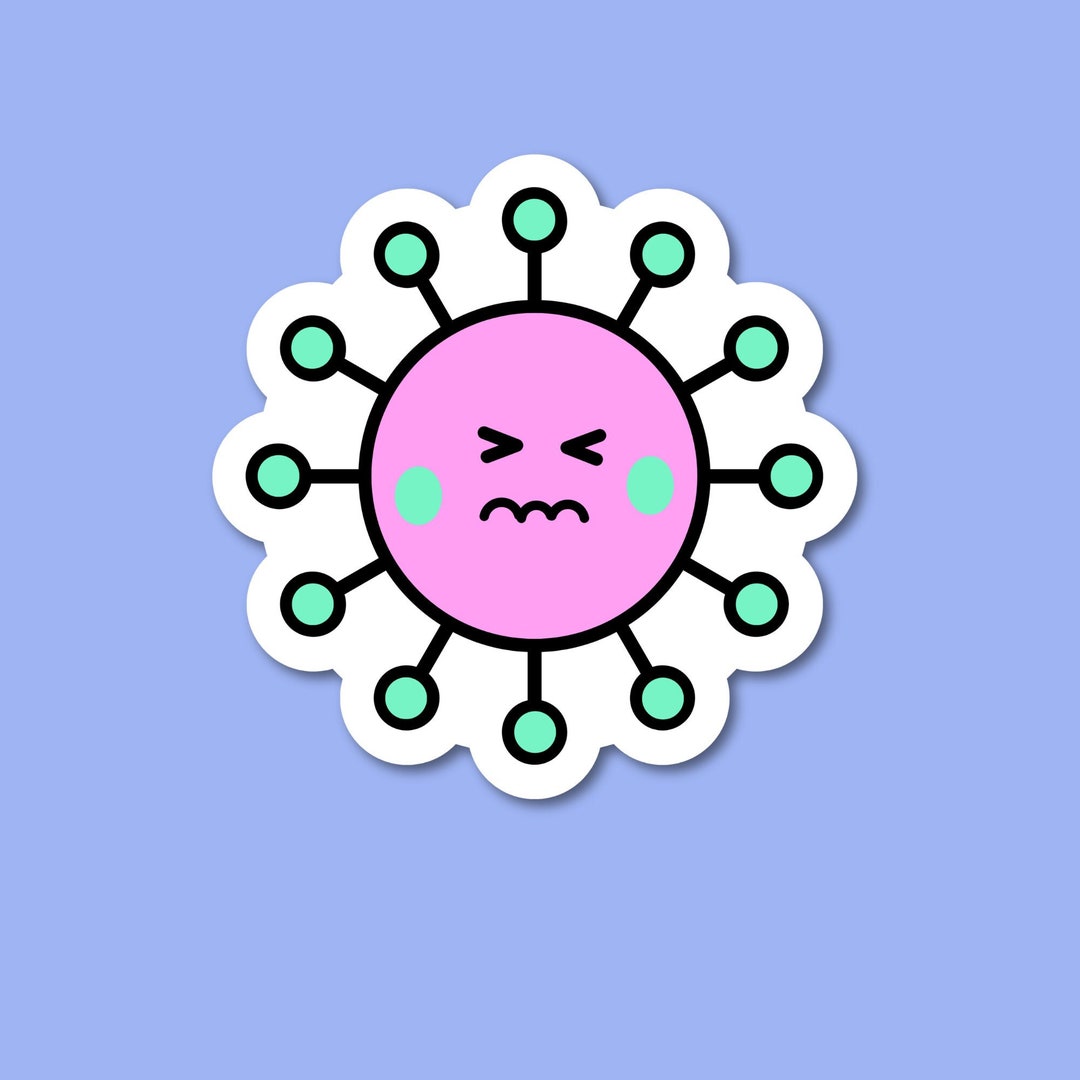 Grumpy Virus Vinyl Sticker, Cute Holographic Nerdy Microbiology Gifts ...