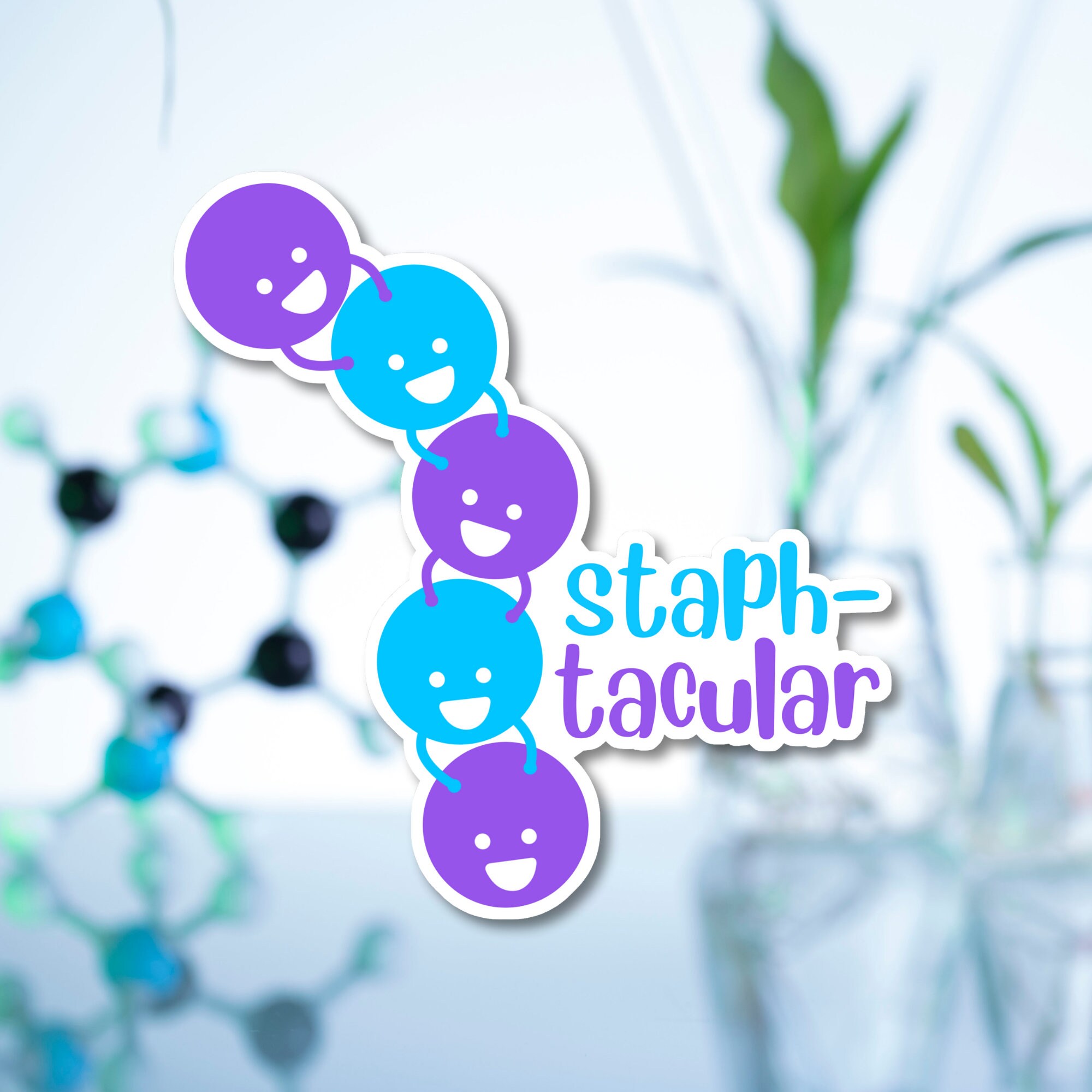 Cute Bacteria Sticker: Biology Pun Sticker. Blue & Purple. Gifts for ...
