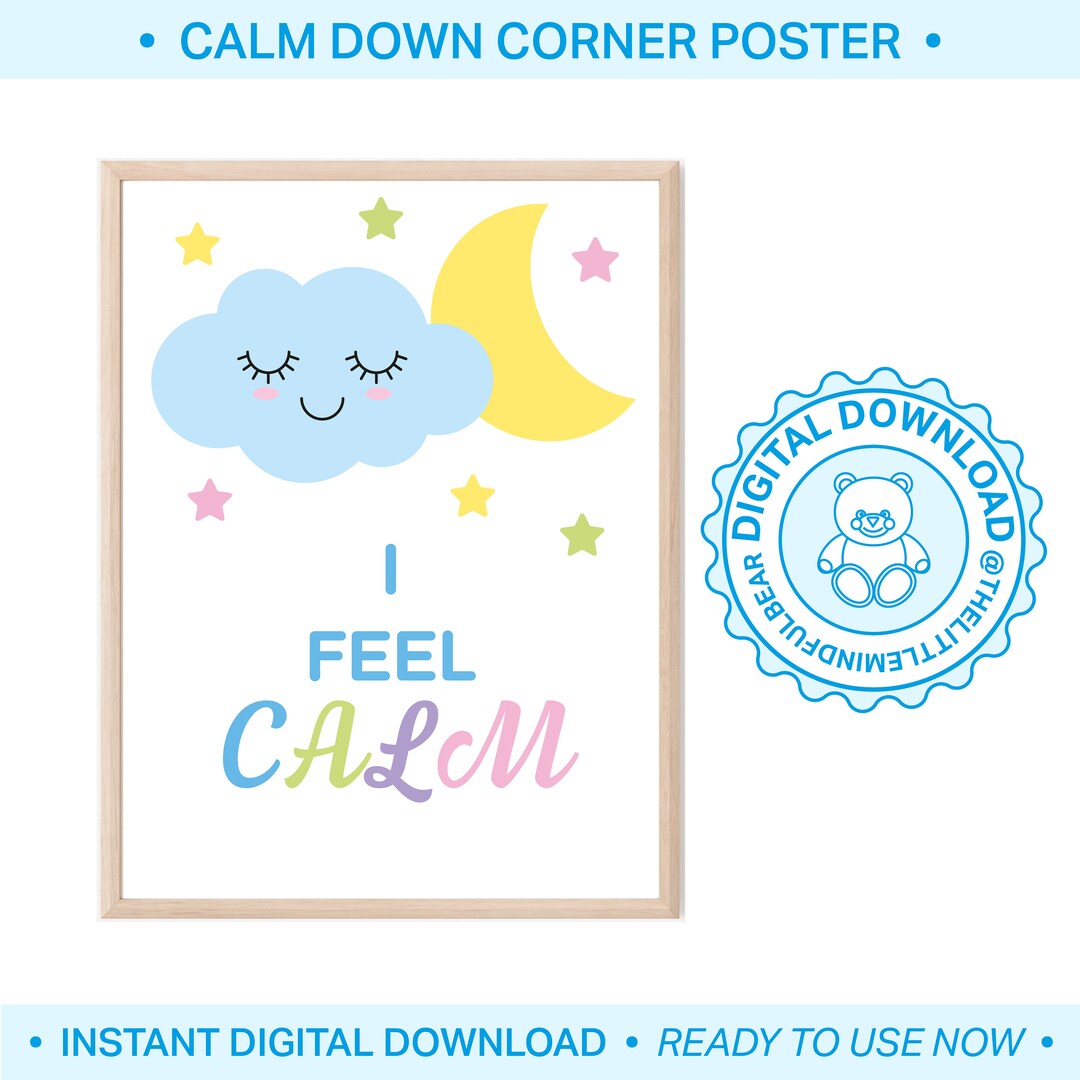 Calm Down Corner Poster, I Feel Calm Poster Digital Wall Art, Calming ...