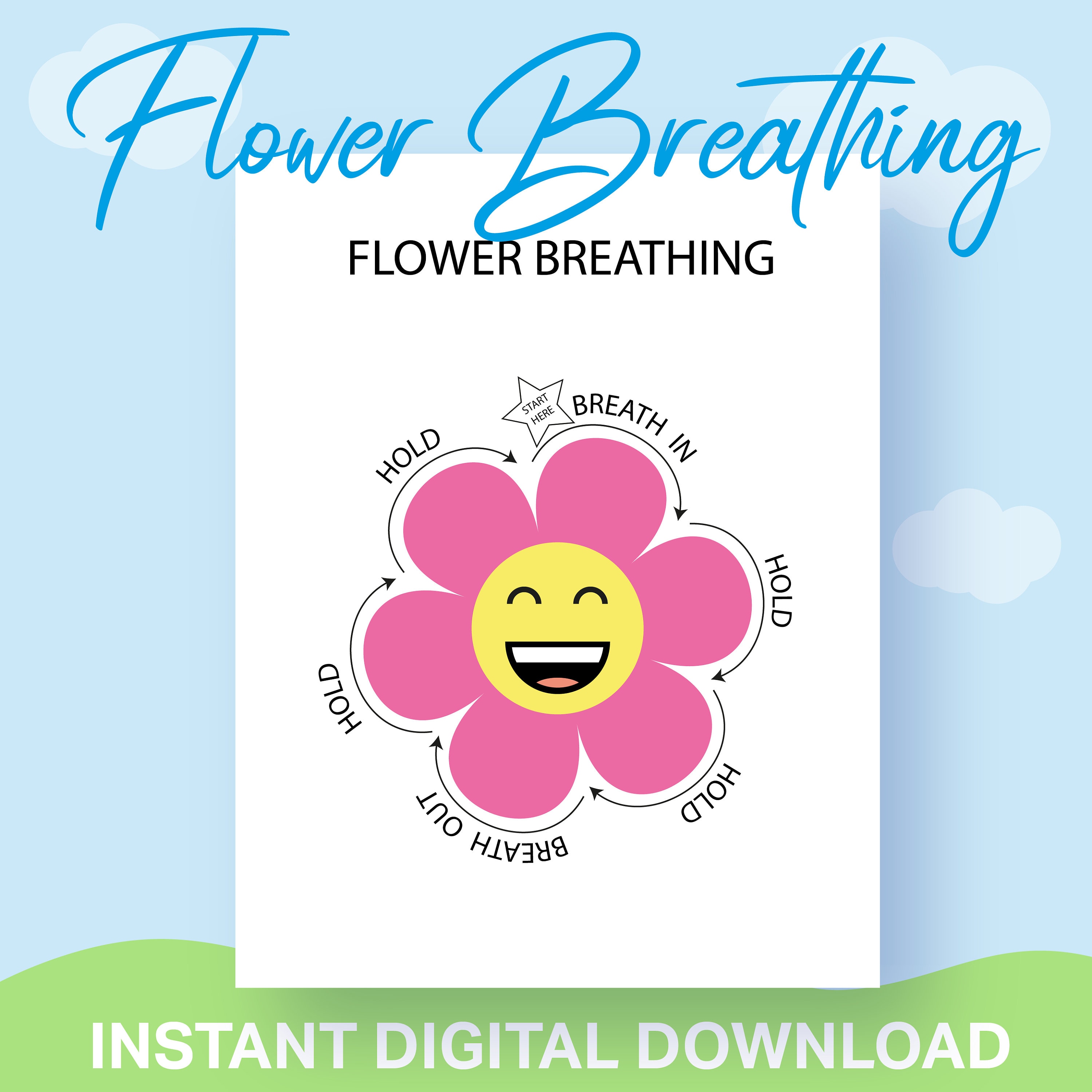 Finger Tracing Deep Breathing Exercise Kids, Mindful Activity Calm Down