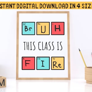 Funny Classroom Decor Print-Chemistry Poster-Periodic Table Spelling-Teen Teenager Slang-Middle High School-STEM Science-Humor Sign-Teacher