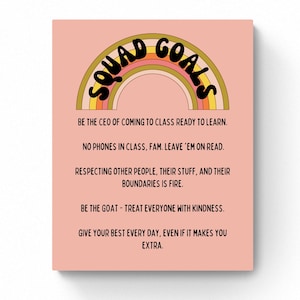 5 SIZES-Funny Class Rules Sign-Teen Slang-Middle Junior High School-Retro Pastel Neutral-No Phones-Kindness-Respect-Do Your Best-Printable
