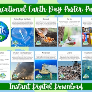 Printable Educational Earth Day Poster Set-Environmental-Environmental Classroom Decor-Print Bundle-Elementary Middle School-Bulletin Kit