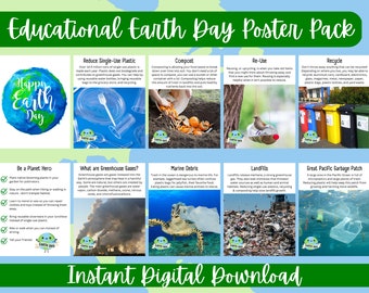 Printable Educational Earth Day Poster Set-Environmental-Environmental Classroom Decor-Print Bundle-Elementary Middle School-Bulletin Kit