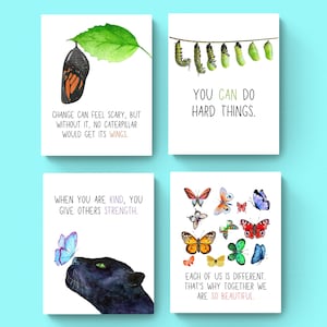 SET of 4 POSTERS in 4 SIZES! Butterfly Nature Themed Classroom Decor Prints-Pollinators Insects Theme-Inclusive Kind Signs-Set Bundle Pack