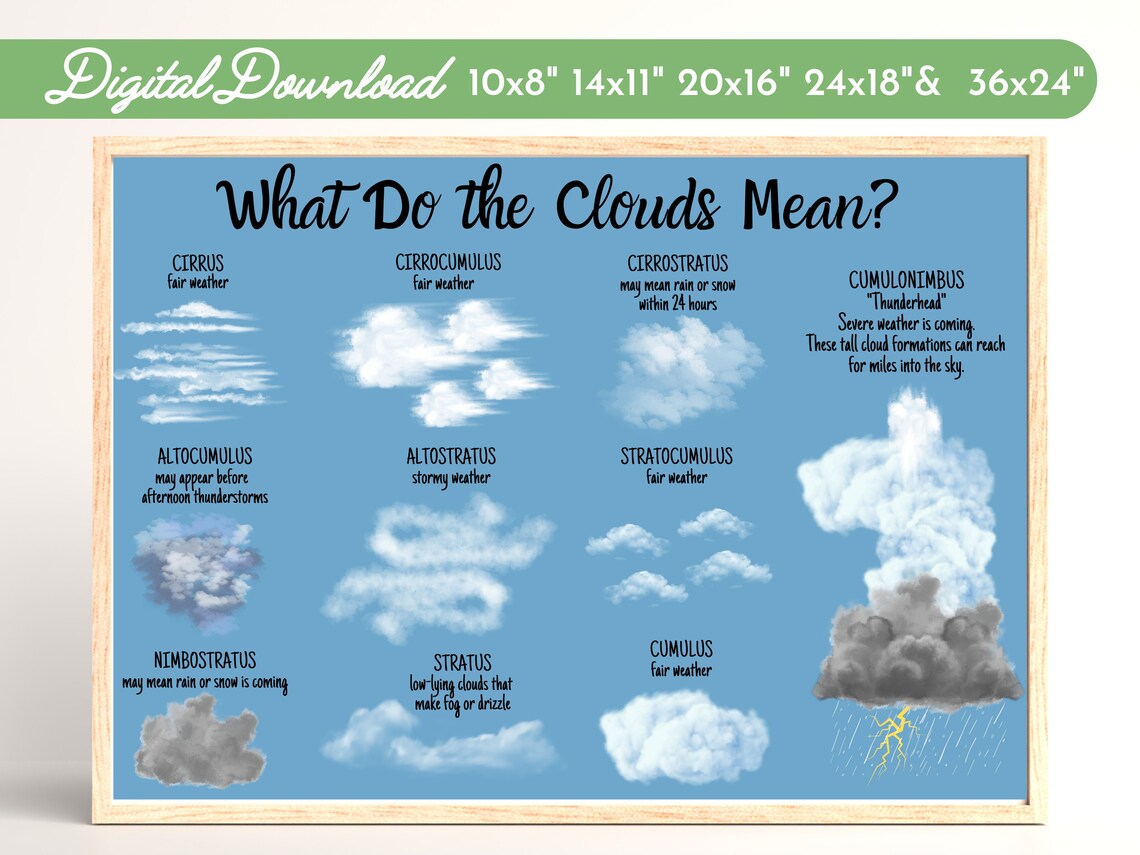 Cloud Types Science ID Poster-weather - Etsy UK