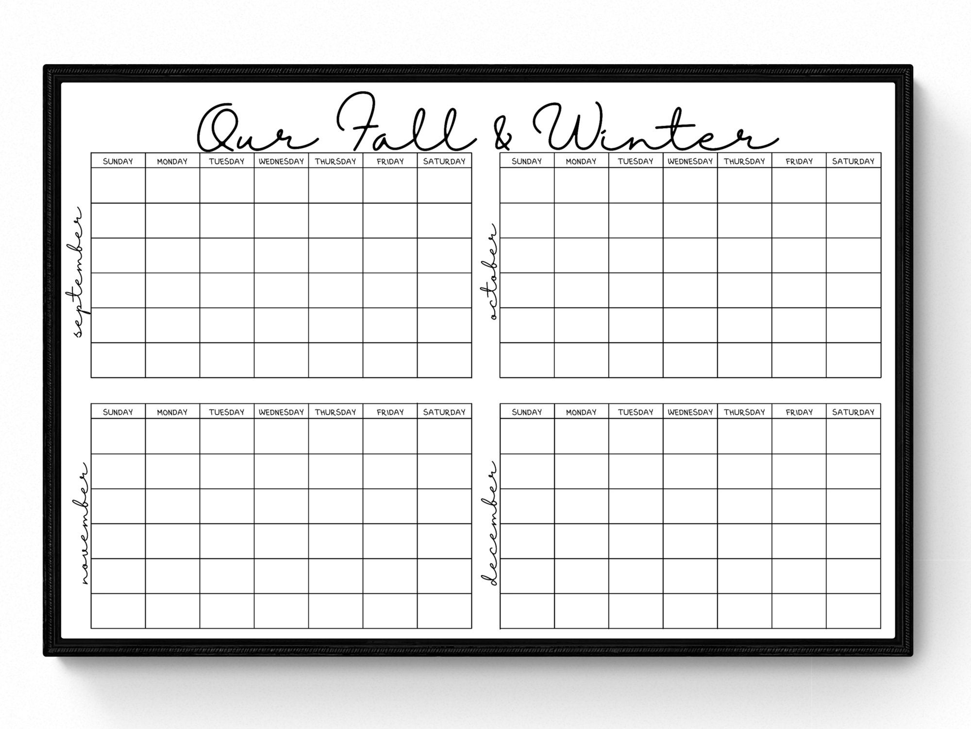 XL Fall Winter Wall Calendar Planner-home Office - Etsy