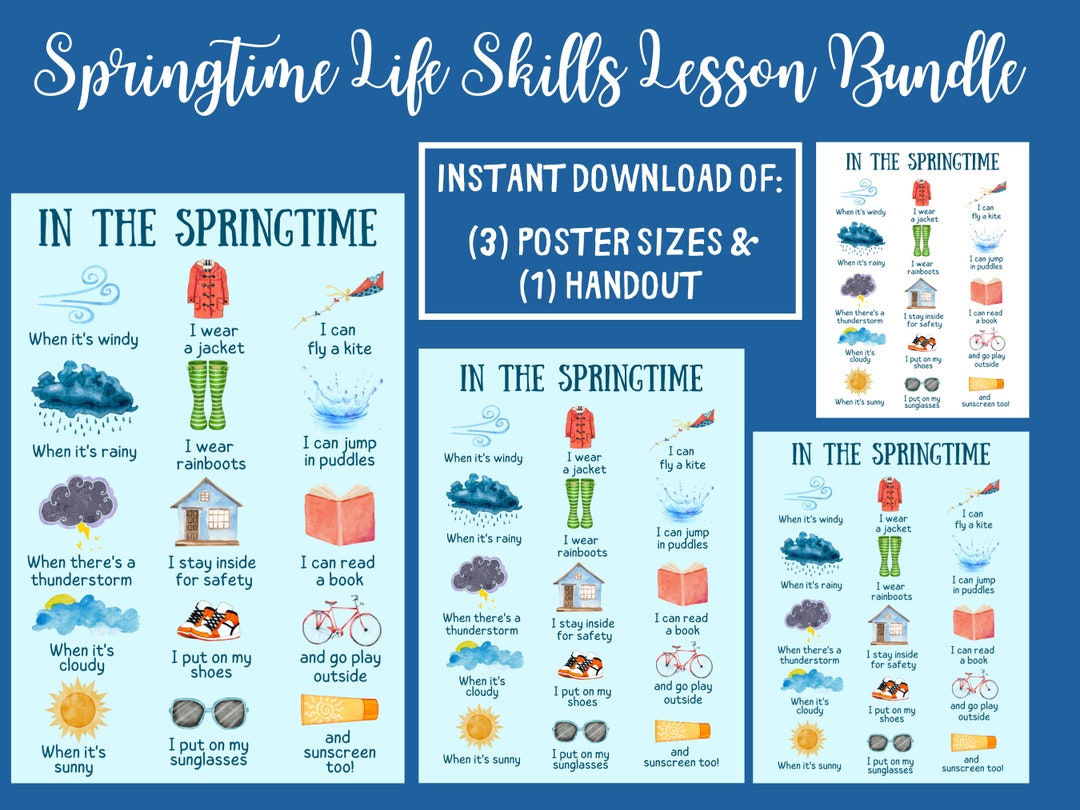 Springtime Weather Lesson Posters & Handout-life Skills-practical ...