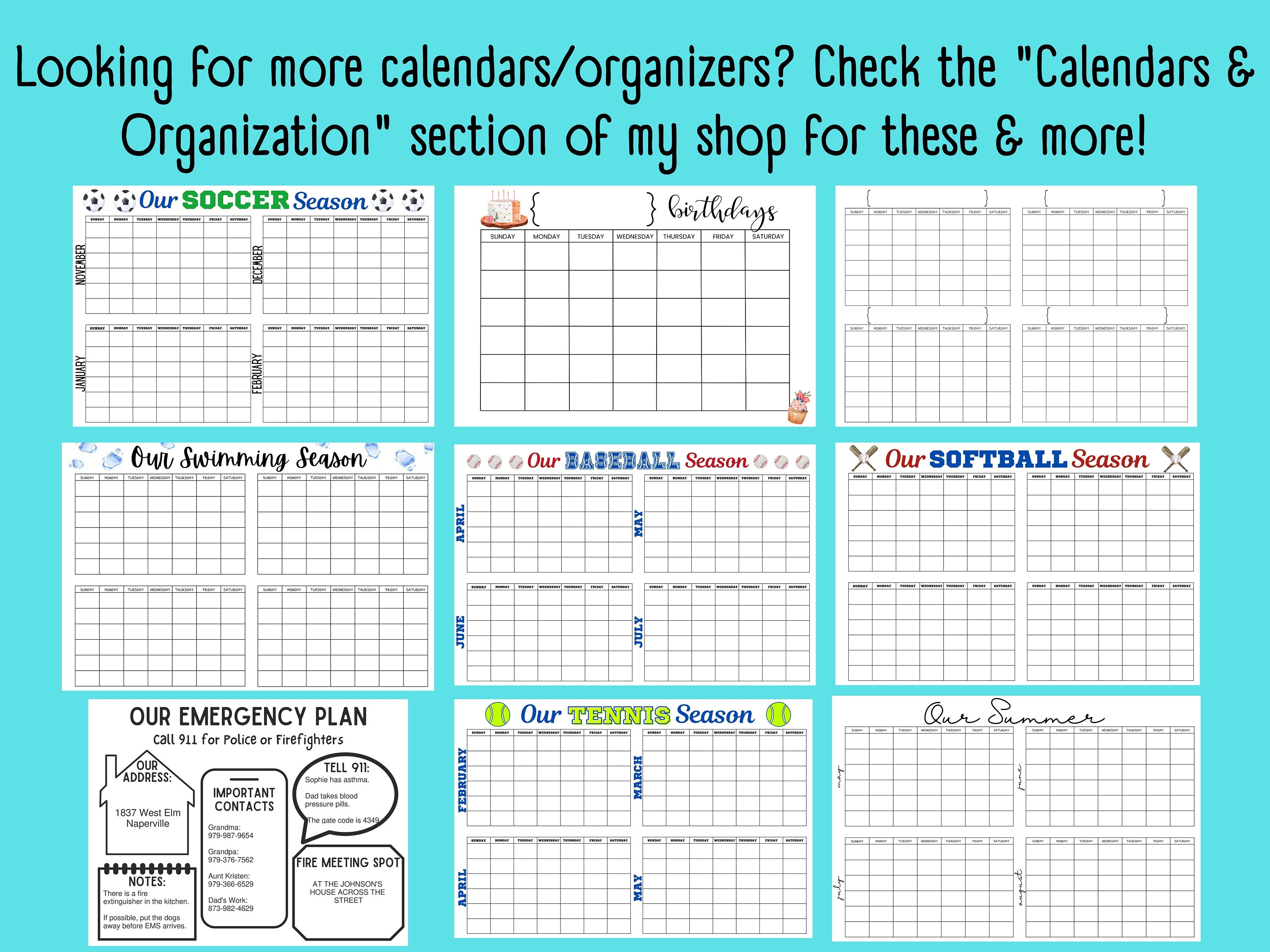 XL Fall Winter Wall Calendar Planner-home Office - Etsy