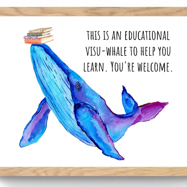 4 SIZES-Funny Classroom Decor-Pun Whale Visual Print-Class Humor-Funny Ocean Beach Theme-Middle High Elementary School Decor-Back to School