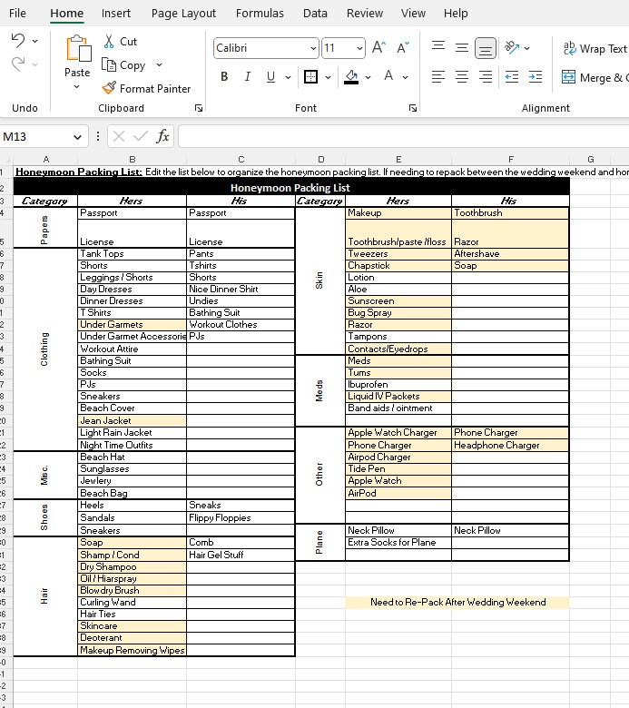 20 Sheet Excel Wedding Planner Template Wedding Template Etsy