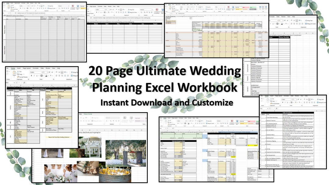 20 Sheet Excel Wedding Planner Template Wedding Template Etsy 20 Sheet Excel Wedding Planner Template Wedding Template Etsy