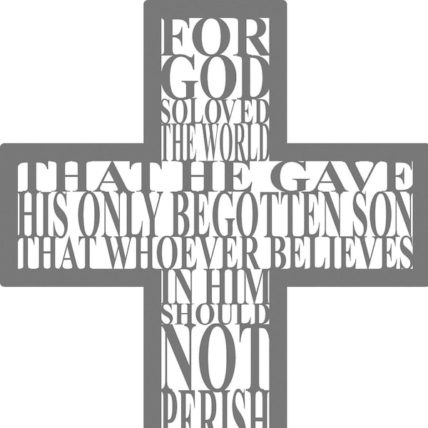 Cross with Backing cut and John 3:16 Bible verse laser cut file. Wall art. Vector file for laser cutting. SVG Christian Wall Art.