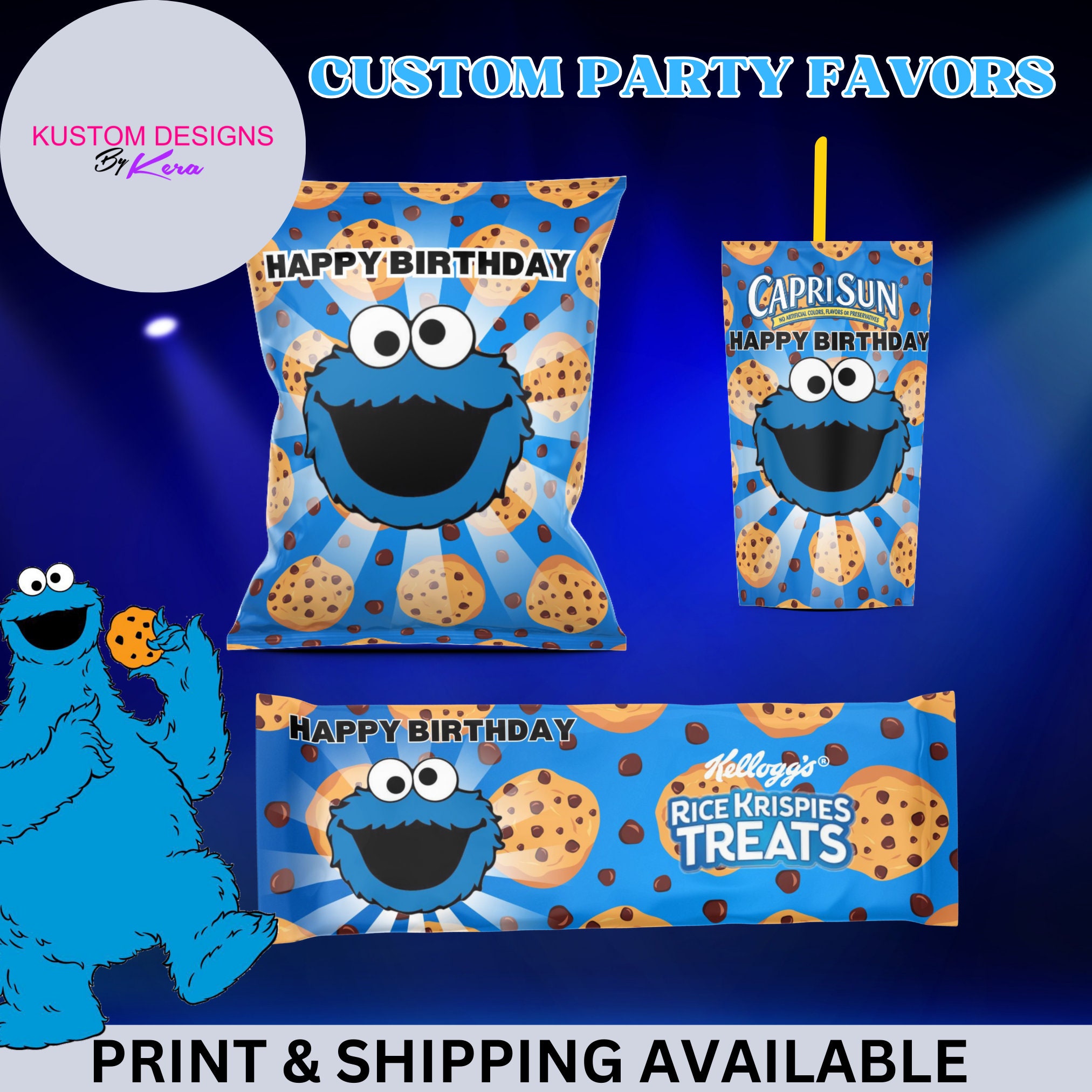 Cookie Monster Party Favors, Party Favor Package, Custom Party Favors ...