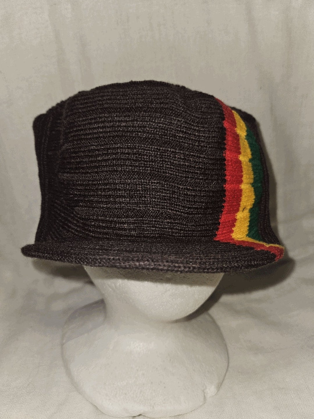 Knitted Rasta Cap Rasta Brown Knit Flat Top Cap - Etsy