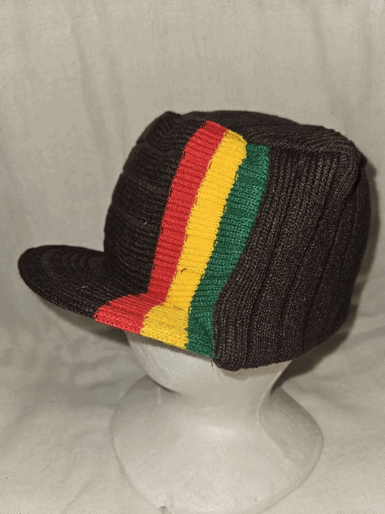 Rasta Brown Knit Flat Top Cap Etsy