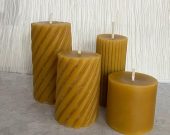 100% Natural Beeswax Pillar Candles - Non-toxic, Handcrafted, Hand-poured, Pure Beeswax