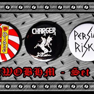 Spille/distintivi Heavy Metal - 25 mm/1 pollice - SET NWOBHM 6 - DarkStar, Tokyo Blade, Charger, Persian Risk e Saxon!!!