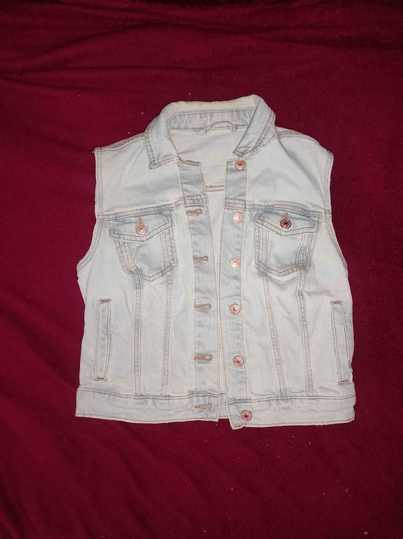 Mens/Womens Denim Cut Off Jacket UK Size 6 EU 34 Vintage