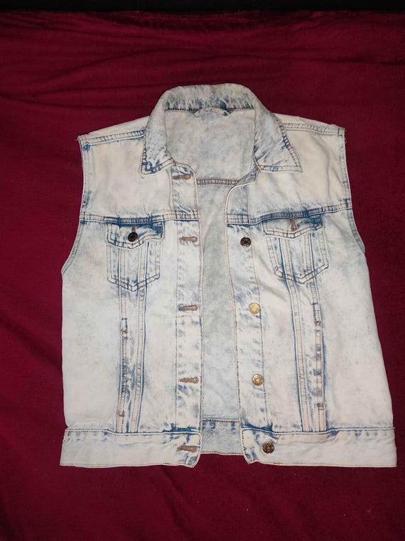 Mens/Womens Denim Cut Off Jacket UK Size 8 EU 36 Vintage