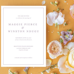 Maggie | Simple and Clean Wedding Invitation (Purple)