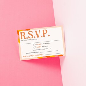 Joyce | Colourful Funky Stripes Retro Wedding RSVP Template
