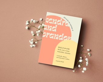 Bright Retro Wedding Invitation Template