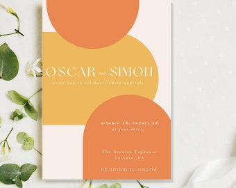 Modern Wedding Invite Template, Retro Wedding Invitation Template, Bold Wedding Invite, Vintage Wedding Invite Templat