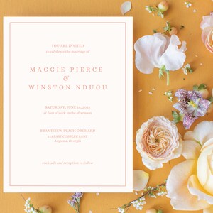 Maggie | Simple and Modern Wedding Invitation (Peach)