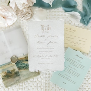 Elegante modello di invito per matrimonio Canva / Set di inviti senza tempo con scheda dettagli e scheda RSVP