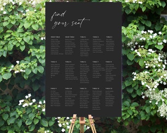 Simple and Minimal Mordern Black Wedding Seating Chart