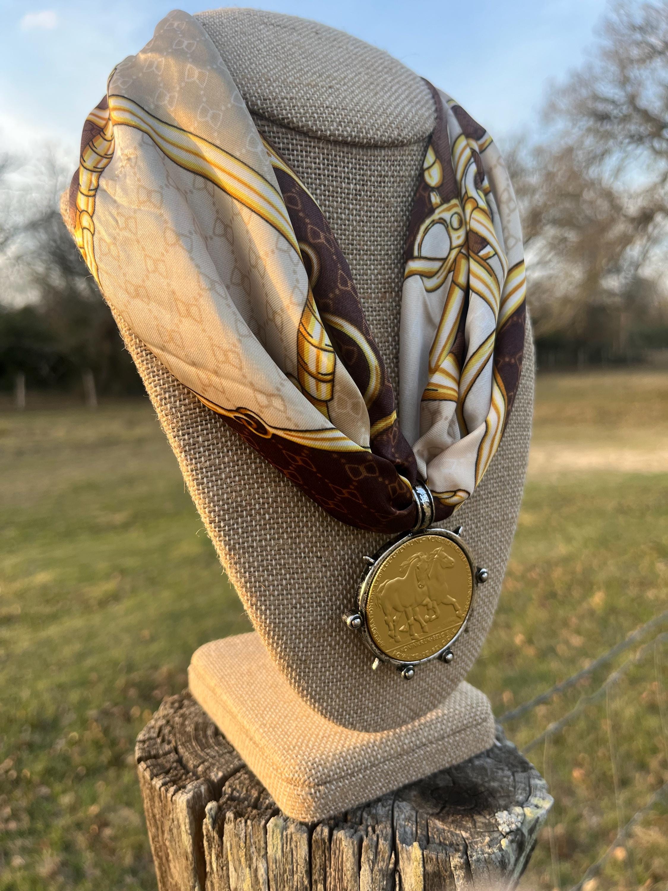 Coin Rag The Snaffle Bit Silk Wild Rag With Gold & Silver Belgium Horse Coin - Etsy
