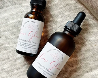Rose Glow Renewing Face Serum | Jojoba, Squalane (Sugarcane Derived), Marula + Vitamin E Oils with Frankincense + Rose Essential Oils