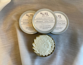 Whipped Tallow Balm - Travel 2 oz. [100% Grass Fed and Pasture Raised Tallow] All Natural Tallow Based Moisturizer and Skin Care