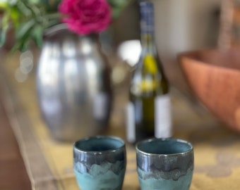 Handmade, ceramic tumblers (set of two) perfect for wine or tea