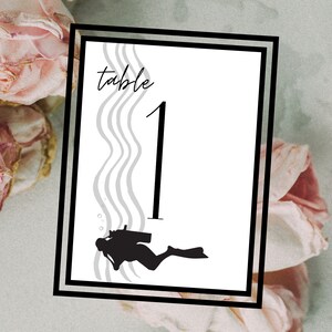 Printable Table Numbers 1-20 Scuba Diver