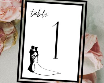 印刷可能なテーブル番号 1-20 花嫁と花婿