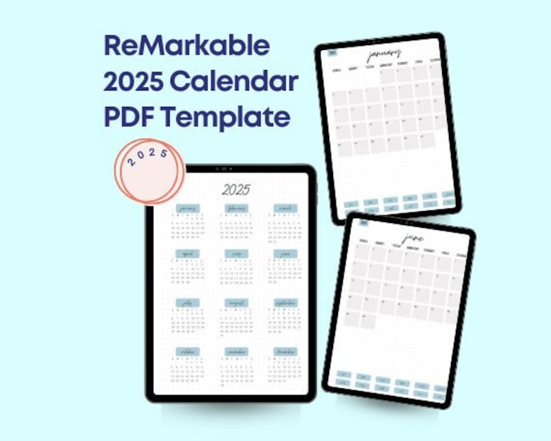 Remarkable 2 - 2025 Calendar Templates - Etsy